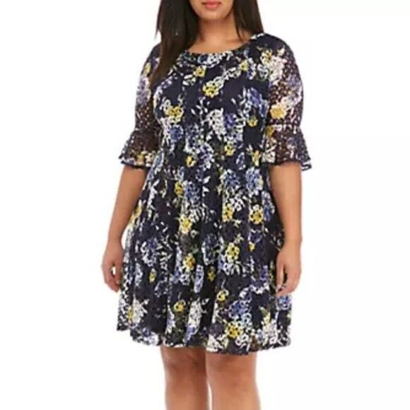 Chris McLaughlin Floral Dress Plus 24W Size Floral Fit & Flare - Picture 1 of 13